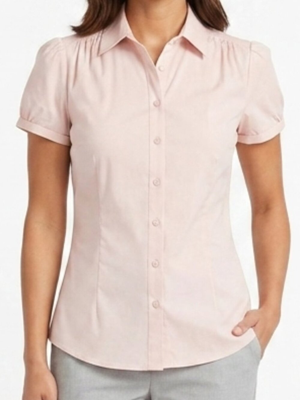 Jacob Blush Stretch Cotton Blend Short Sleeve Shirt- Sz. Sm